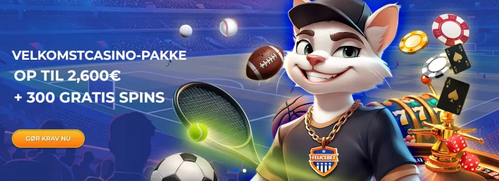 Banner for casinoets velkomstpakke hos FeliceBet.