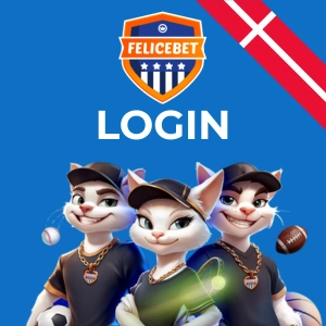 Felicebet-logo med en maskot og en 'Login' knap.